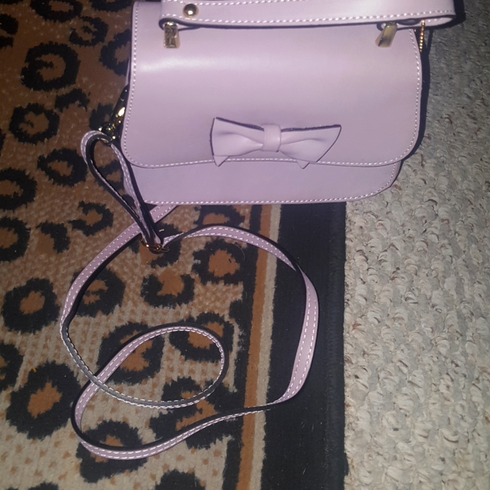 Mauve Leather Crossbody Purse by Laura Dimaggio of Italy